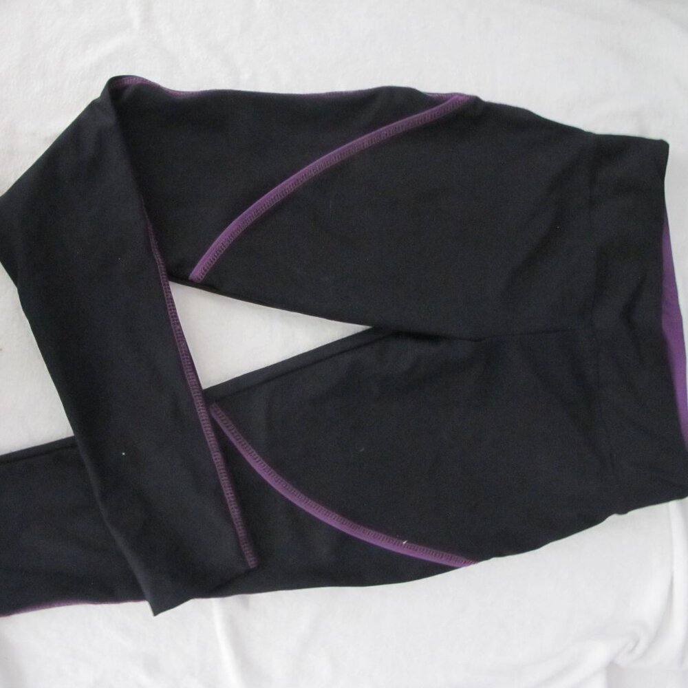 Bally Black Leggings with Purple Trim
